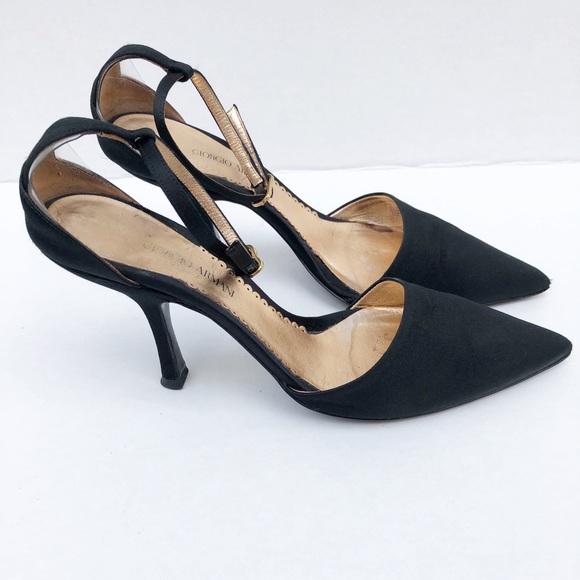 Giorgio Armani Black Satin heels with ankle strap - Picture 3 of 7
